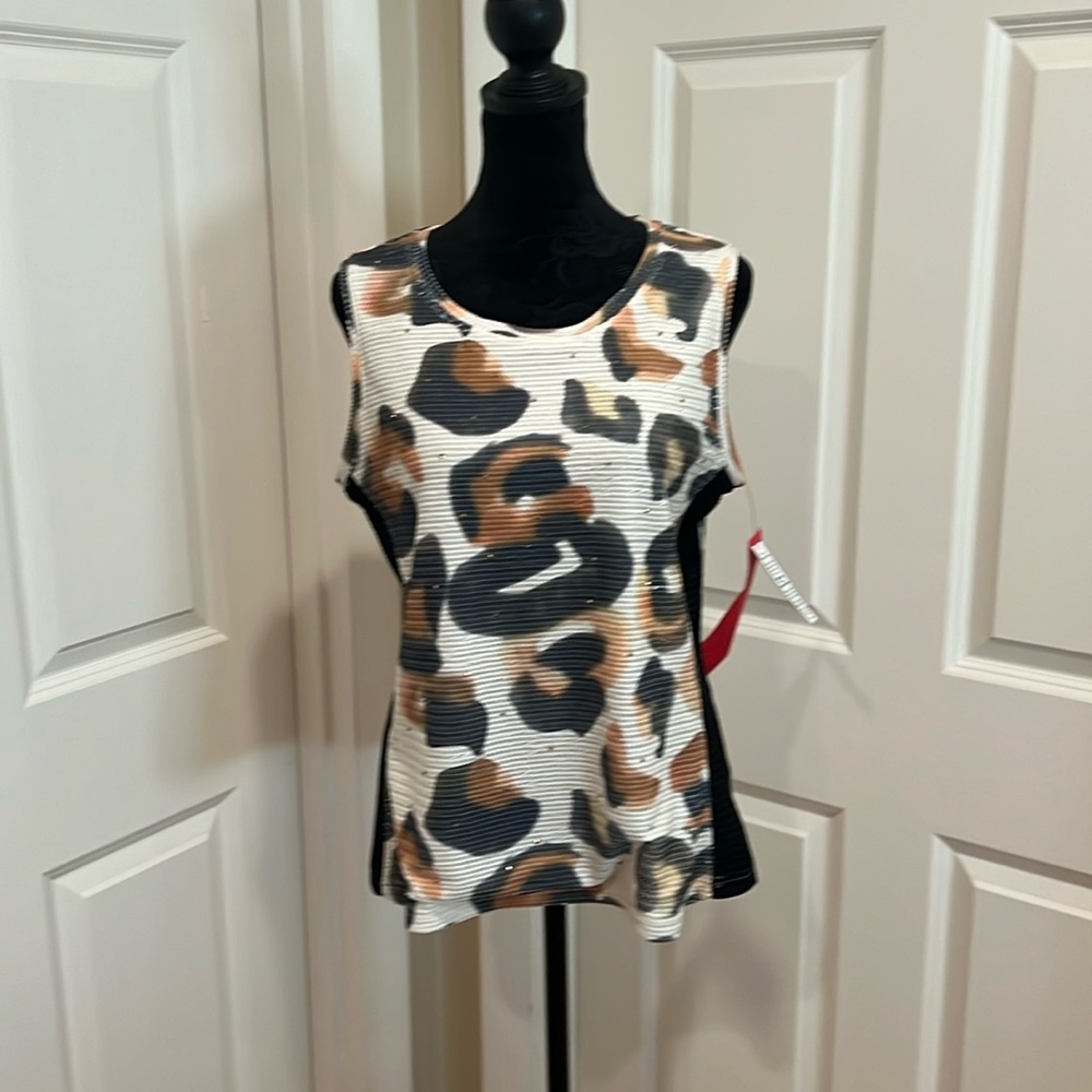 berek, woman’s, M, short sleeve, sequined, multi colored blouse. NWT.